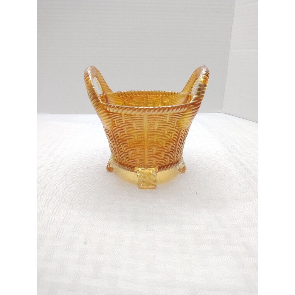 Antique Northwood Carnival Glass Marigold Basket Weave 5"x 5"